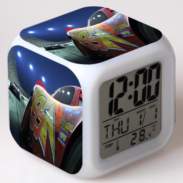 Cars 3 7 Colors Change Digital Alarm LED Clock - Image 3