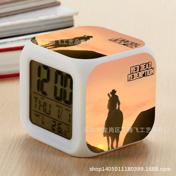 Red Dead: RedemptionⅡ 7 Colors Change Digital Alarm LED Clock - Image 4