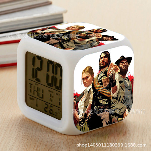 Red Dead: RedemptionⅡ 7 Colors Change Digital Alarm LED Clock - Image 5