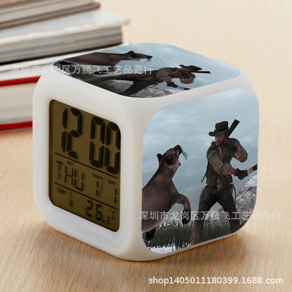 Red Dead: RedemptionⅡ 7 Colors Change Digital Alarm LED Clock - Image 6