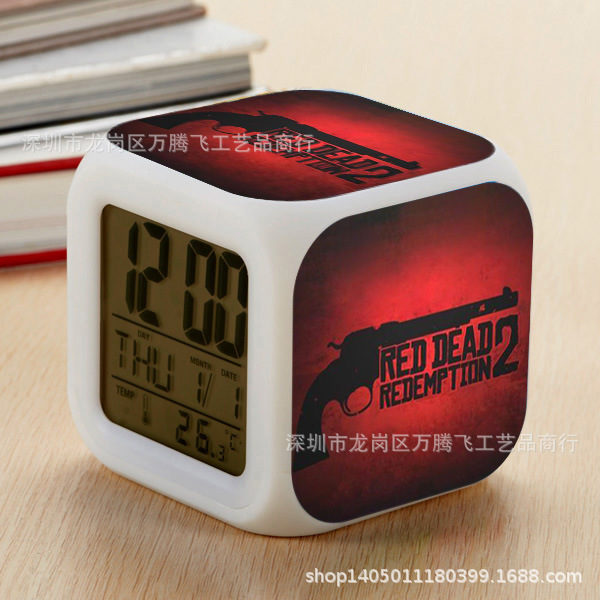 Red Dead: RedemptionⅡ 7 Colors Change Digital Alarm LED Clock - Image 10