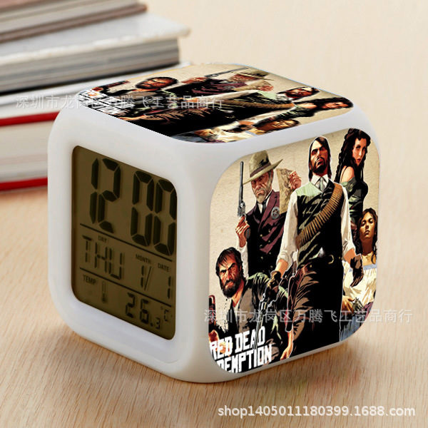 Red Dead: RedemptionⅡ 7 Colors Change Digital Alarm LED Clock - Image 13