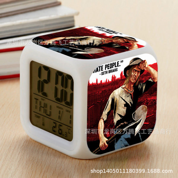 Red Dead: RedemptionⅡ 7 Colors Change Digital Alarm LED Clock - Image 14