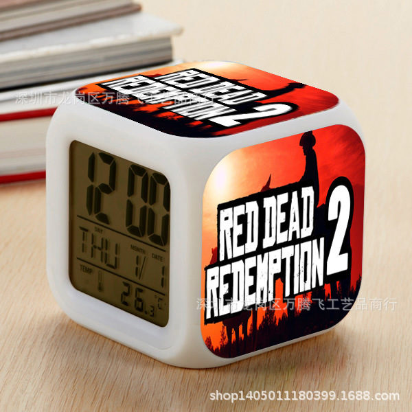 Red Dead: RedemptionⅡ 7 Colors Change Digital Alarm LED Clock - Image 15