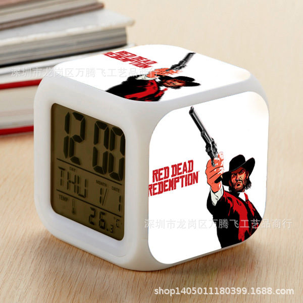 Red Dead: RedemptionⅡ 7 Colors Change Digital Alarm LED Clock - Image 17