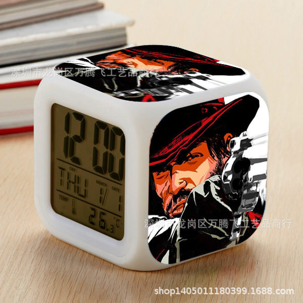 Red Dead: RedemptionⅡ 7 Colors Change Digital Alarm LED Clock - Image 22