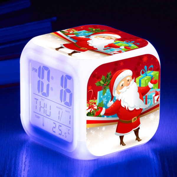 Santa Claus 7 Colors Change Digital Alarm LED Clock - Image 34