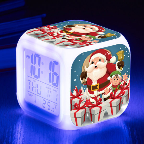 Santa Claus 7 Colors Change Digital Alarm LED Clock - Image 2