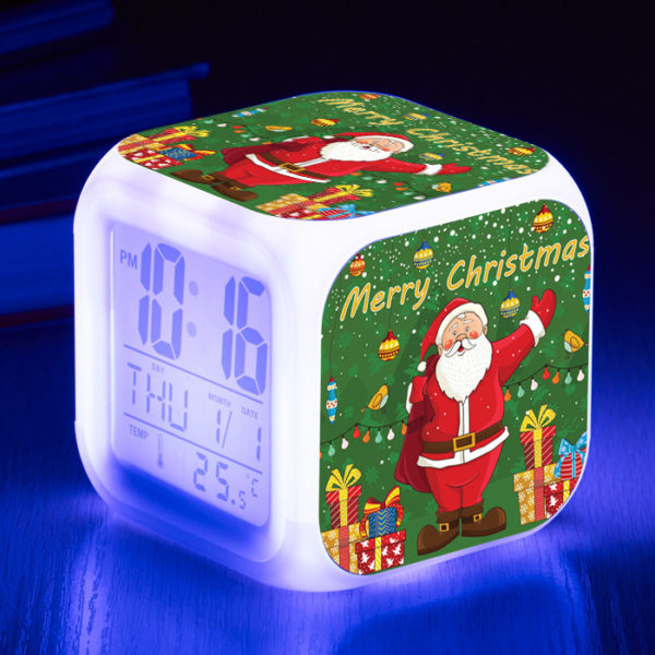 Santa Claus 7 Colors Change Digital Alarm LED Clock - Image 3