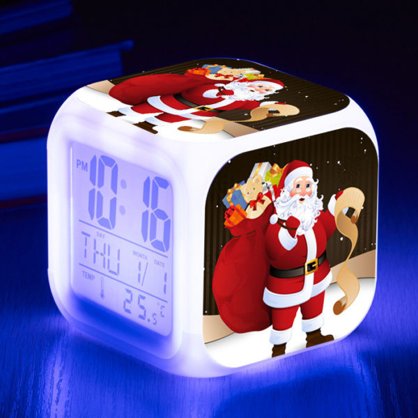 Santa Claus 7 Colors Change Digital Alarm LED Clock - Image 4