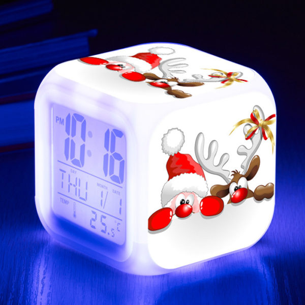 Santa Claus 7 Colors Change Digital Alarm LED Clock - Image 5