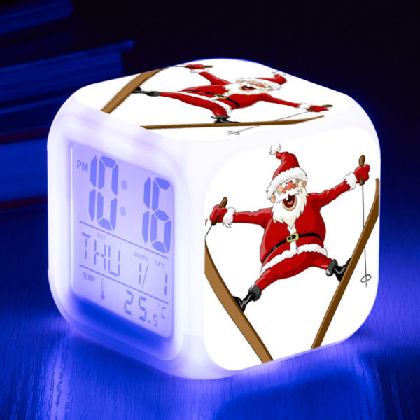 Santa Claus 7 Colors Change Digital Alarm LED Clock - Image 6