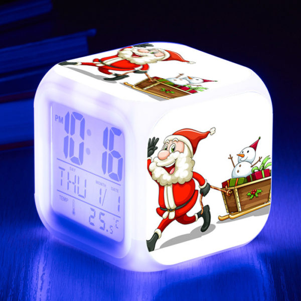 Santa Claus 7 Colors Change Digital Alarm LED Clock - Image 25