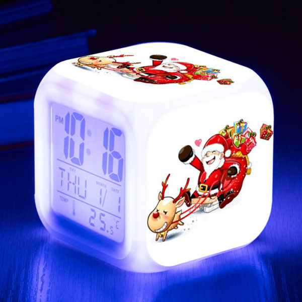 Santa Claus 7 Colors Change Digital Alarm LED Clock - Image 21