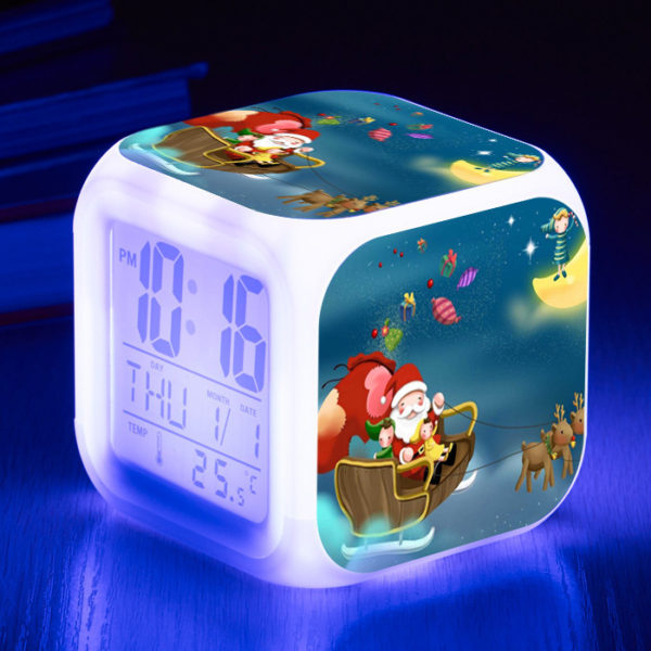 Santa Claus 7 Colors Change Digital Alarm LED Clock - Image 29