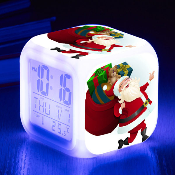 Santa Claus 7 Colors Change Digital Alarm LED Clock - Image 30