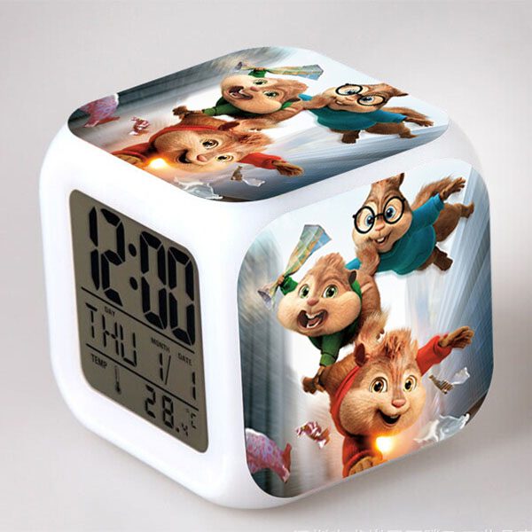 Alvin and the Chipmunks 7 Colors Change Digital Alarm LED Clock - Image 25