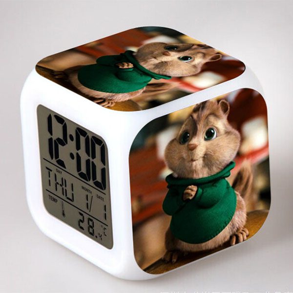 Alvin and the Chipmunks 7 Colors Change Digital Alarm LED Clock - Image 24