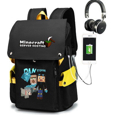 18 Minecraft Usb Backpack School Bag Yellow Black Red Green Giftcartoon