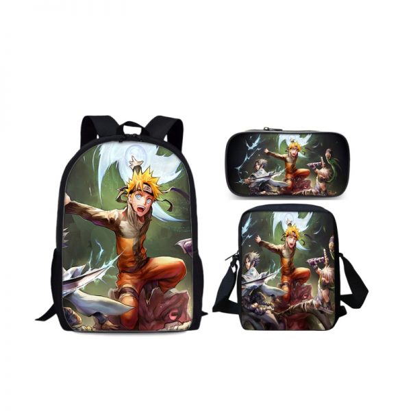 18 Inch Naruto Backpack School Bag+Messenger Bag+Pencil Bag - Image 17