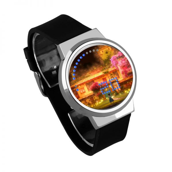 Encanto Waterproof LED Touch Screen Watch Black Strap Silver Dial - Image 4