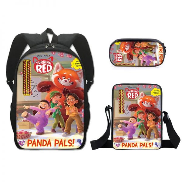 16 Inch Turning Red Backpack School Bag+Messenger Bag+Pencil Bag - Image 9