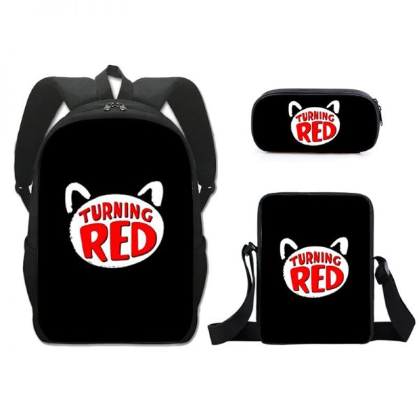 16 Inch Turning Red Backpack School Bag+Messenger Bag+Pencil Bag - Image 20