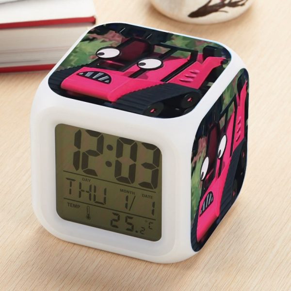 Bob the Builder Alarm Clock Led Light 7 Color Change Electronic Desk Watch Square Table - Image 27