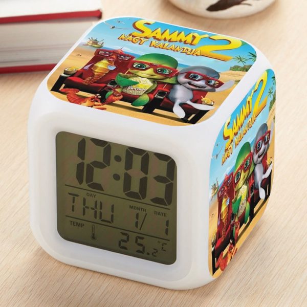 Sammy's avonturen Alarm Clock Led Light 7 Color Change Electronic Desk Watch Square Table