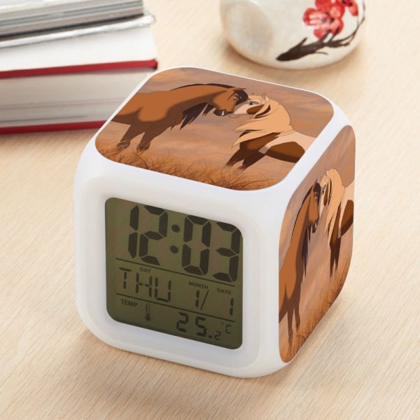 Spirit Stallion of the Cimarron Alarm Clock Led Light 7 Color Change Electronic Desk Watch Square Table - Image 4