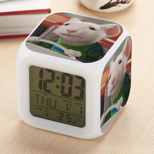 Stuart Little Alarm Clock Led Light 7 Color Change Electronic Desk Watch Square Table - Image 3