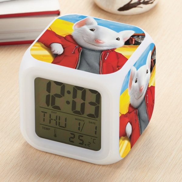 Stuart Little Alarm Clock Led Light 7 Color Change Electronic Desk Watch Square Table - Image 5