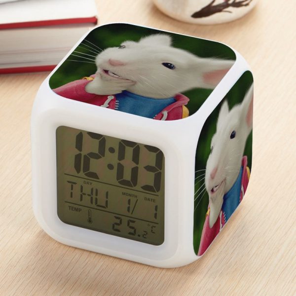 Stuart Little Alarm Clock Led Light 7 Color Change Electronic Desk Watch Square Table - Image 7