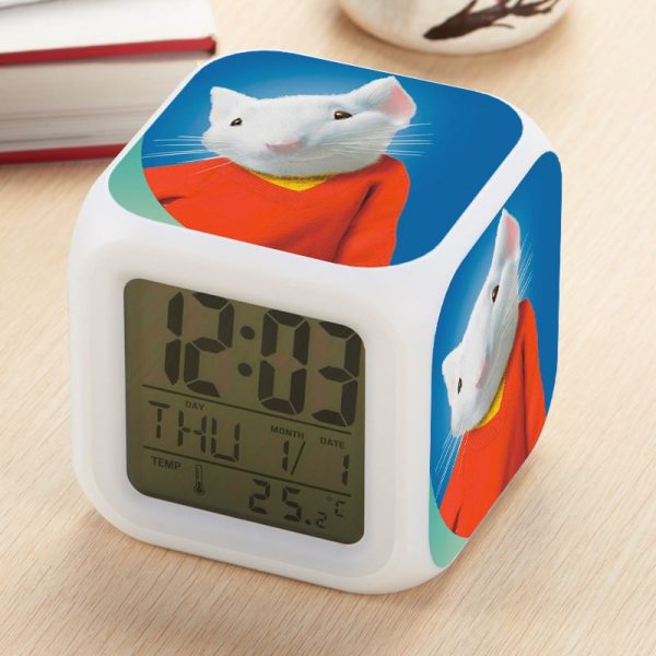 Stuart Little Alarm Clock Led Light 7 Color Change Electronic Desk Watch Square Table - Image 9