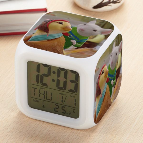 Stuart Little Alarm Clock Led Light 7 Color Change Electronic Desk Watch Square Table - Image 10