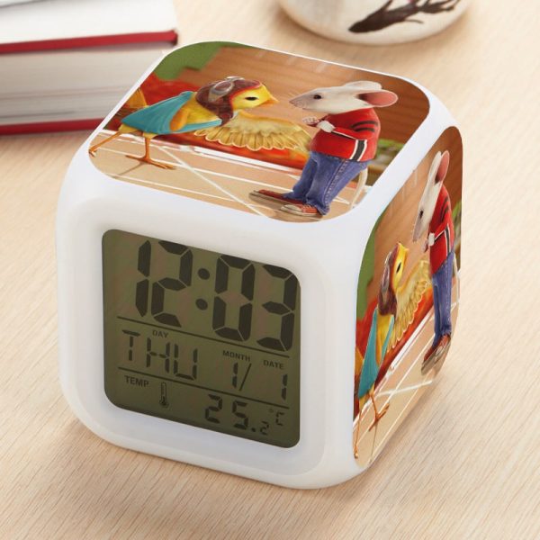 Stuart Little Alarm Clock Led Light 7 Color Change Electronic Desk Watch Square Table - Image 11