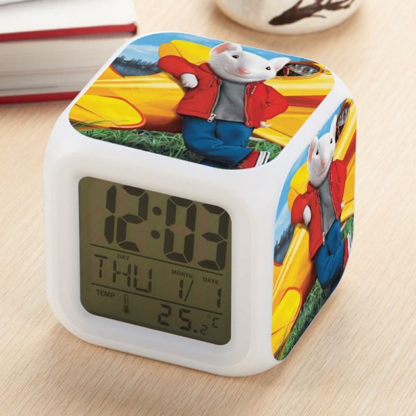 Stuart Little Alarm Clock Led Light 7 Color Change Electronic Desk Watch Square Table - Image 12