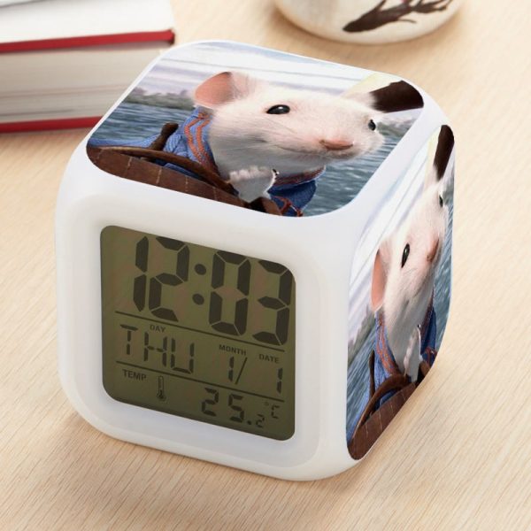 Stuart Little Alarm Clock Led Light 7 Color Change Electronic Desk Watch Square Table - Image 13