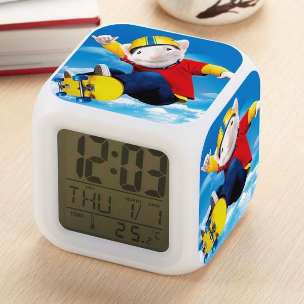 Stuart Little Alarm Clock Led Light 7 Color Change Electronic Desk Watch Square Table - Image 2