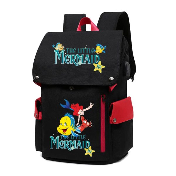 18 Inch The Little Mermaid USB Backpack School Bag Yellow Black Red Blue Pink - Image 15