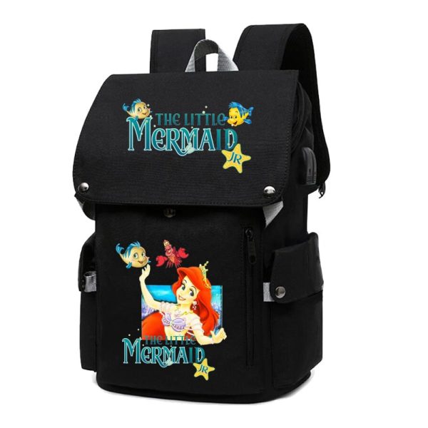 18 Inch The Little Mermaid USB Backpack School Bag Yellow Black Red Blue Pink - Image 16