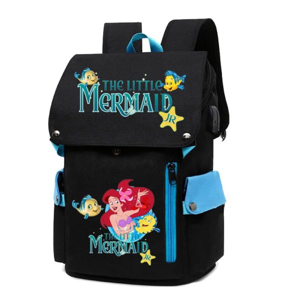 18 Inch The Little Mermaid USB Backpack School Bag Yellow Black Red Blue Pink - Image 37