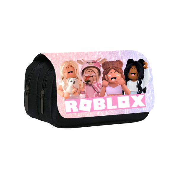 Roblox Pencil Bag anime Cartoon Animation Large Capacity Double layer Zipper Pencil Box Pencil Box Stationery Box