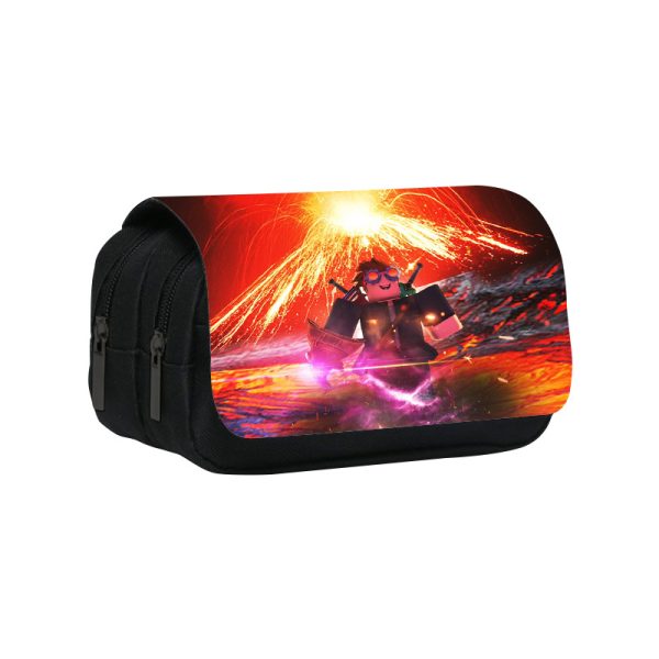 Roblox Pencil Bag anime Cartoon Animation Large Capacity Double layer Zipper Pencil Box Pencil Box Stationery Box - Image 2