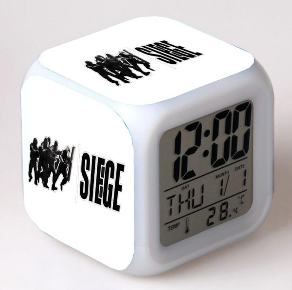 Rainbow Six Alarm Clock Led Light 7 Color Change Electronic Desk Watch Square Table - Image 4