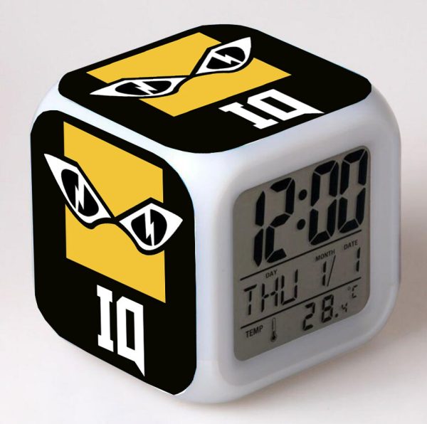 Rainbow Six Alarm Clock Led Light 7 Color Change Electronic Desk Watch Square Table - Image 5