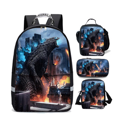 18 Inch Godzilla vs Kong Backpack School Bag+Lunch Bag+Messenger Bag ...