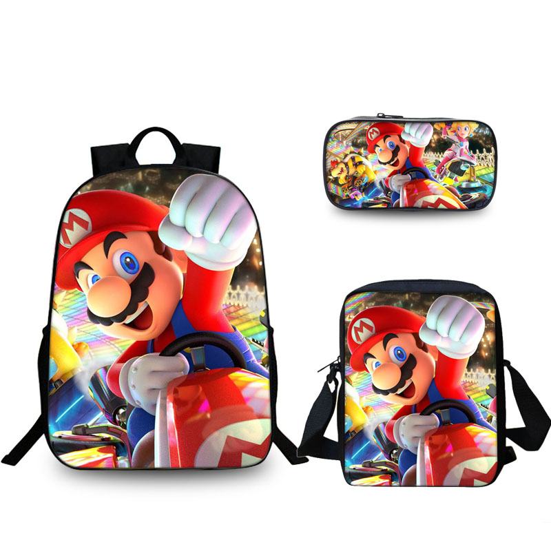 16″supermario backpack school bag combo | giftcartoon