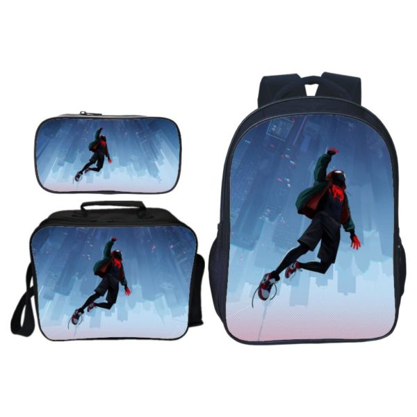 16″Spider-Man: Into the Spider-Verse Backpack School Bag+Lunch Bag+Pencil Bag