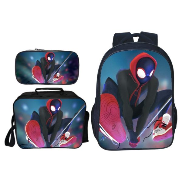 16″Spider-Man: Into the Spider-Verse Backpack School Bag+Lunch Bag+Pencil Bag - Image 9